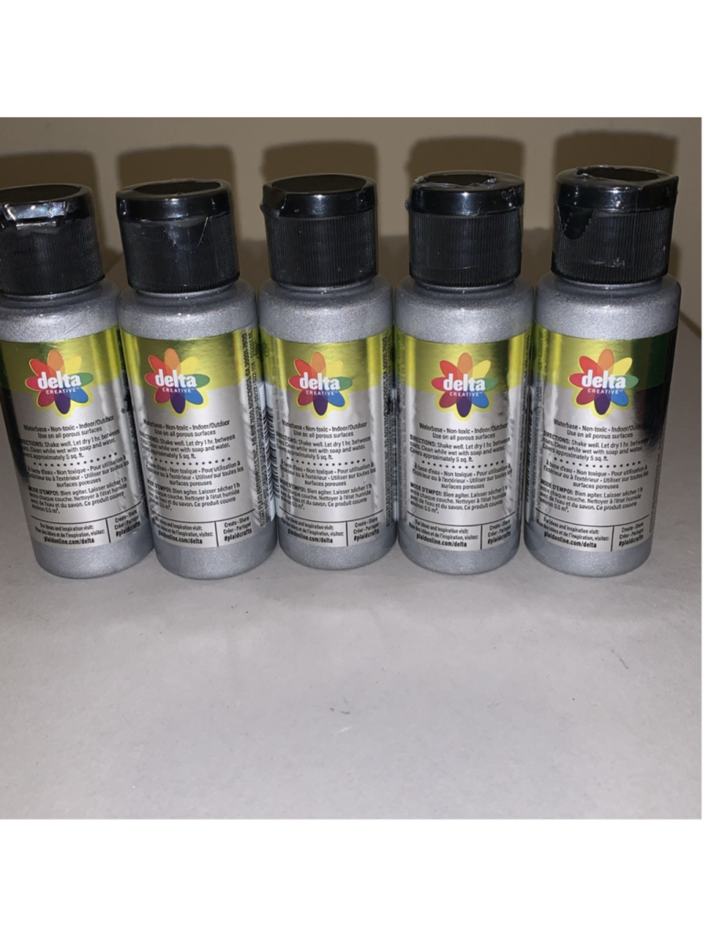 Ceramcoat Lux Metallic Silver Argent 03215 Acrylic Paint 2 FL OZ 59 ml Lot Of 5 - Picture 2 of 4